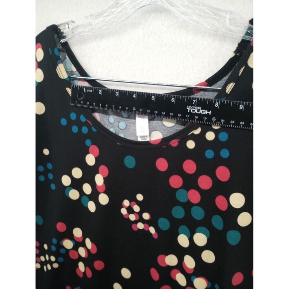 NWT LuLaRoe Tunic Top Plus Size 3XL Black with Colorful Dots Stretch Lightweight - Picture 10 of 16